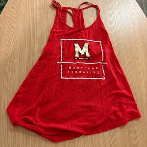 University of Maryland Terrapins Tank Top Women's Small Under Armour Red Sheer